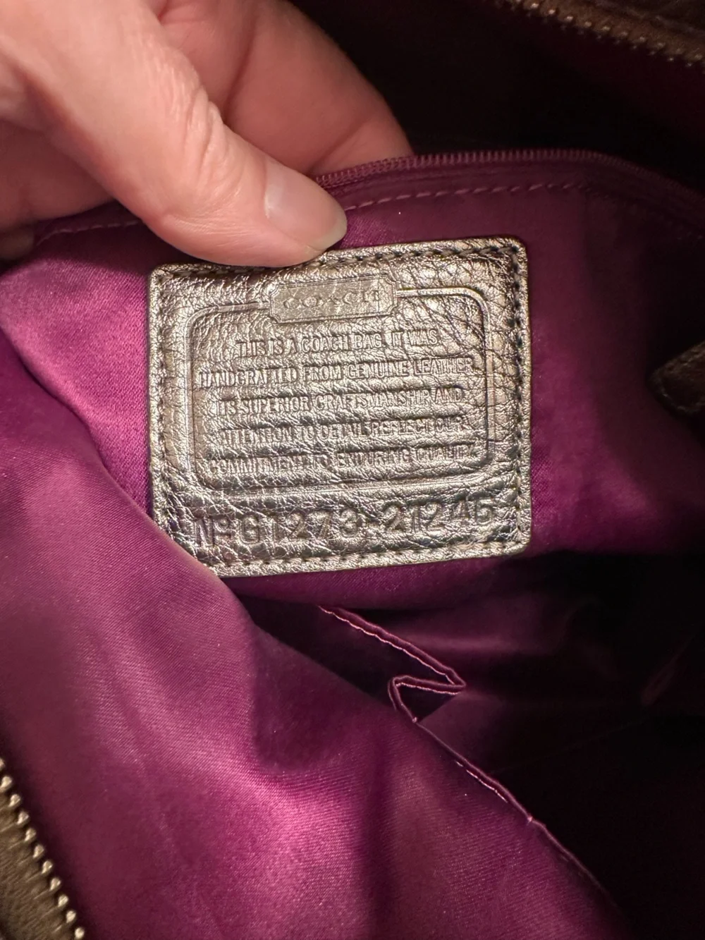 Coach Madison Metallic Pewter Pebbled Leather Crossbody - Picture 10 of 16